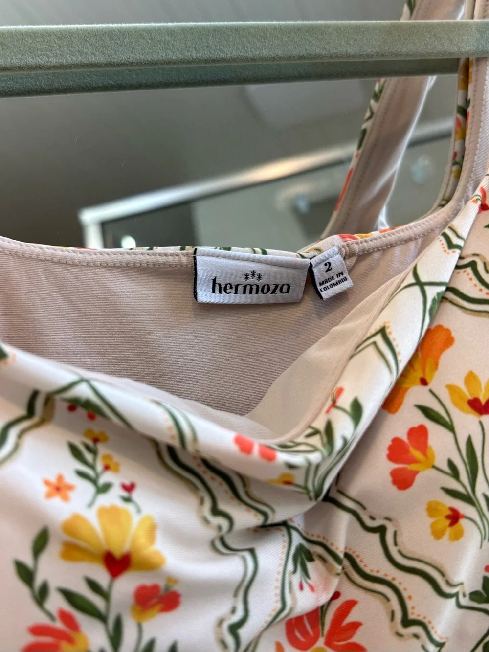 Hermoza Janece One-Piece Swimsuit with Orange and Green Floral Tile Print - Picture 7 of 12